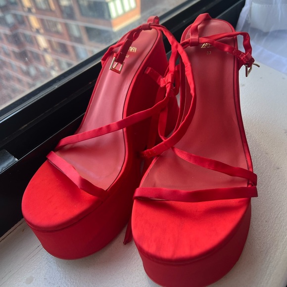 Zara Orange string Platform Heels - Picture 2 of 4